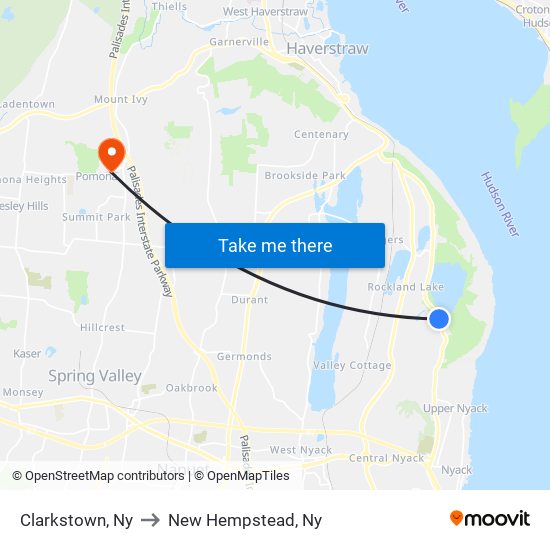 Clarkstown, Ny to New Hempstead, Ny map