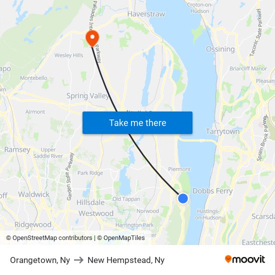 Orangetown, Ny to New Hempstead, Ny map