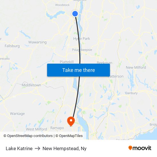 Lake Katrine to New Hempstead, Ny map