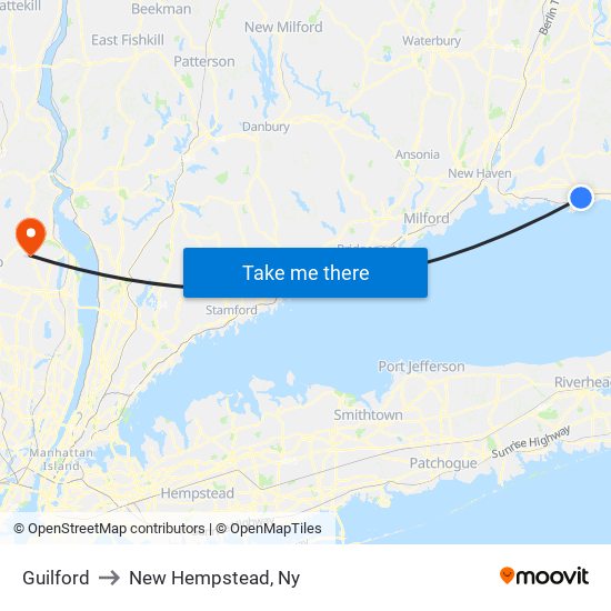 Guilford to New Hempstead, Ny map