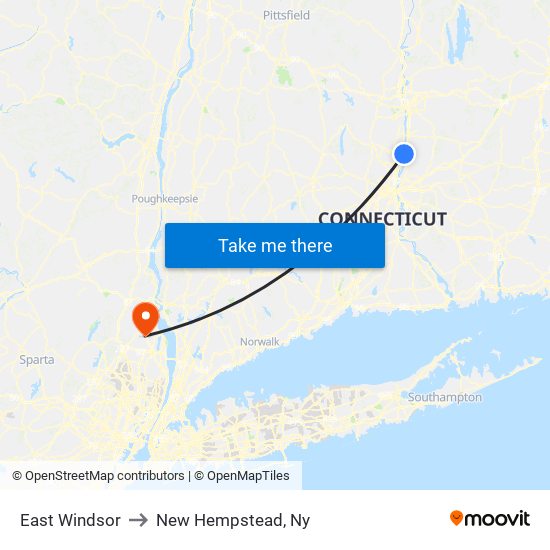 East Windsor to New Hempstead, Ny map