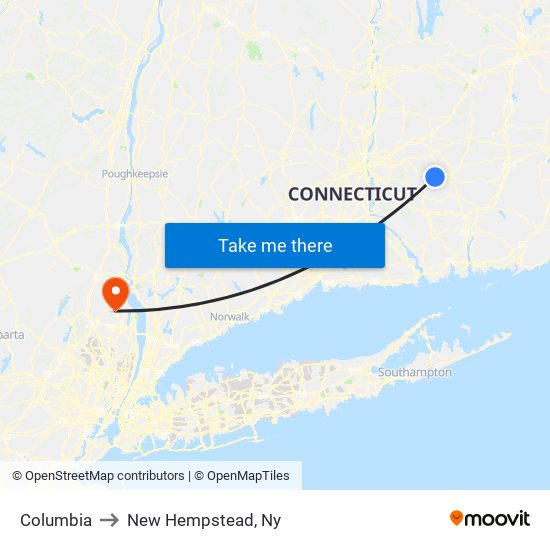 Columbia to New Hempstead, Ny map