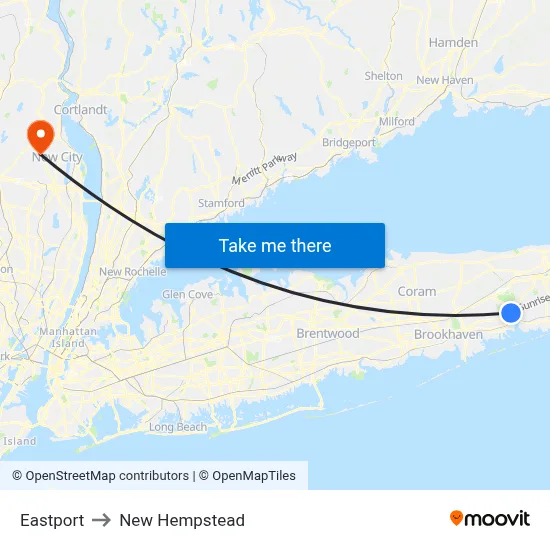 Eastport to New Hempstead map