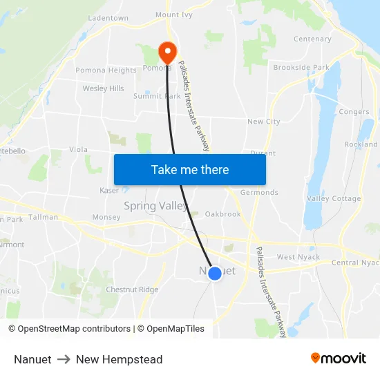 Nanuet to New Hempstead map