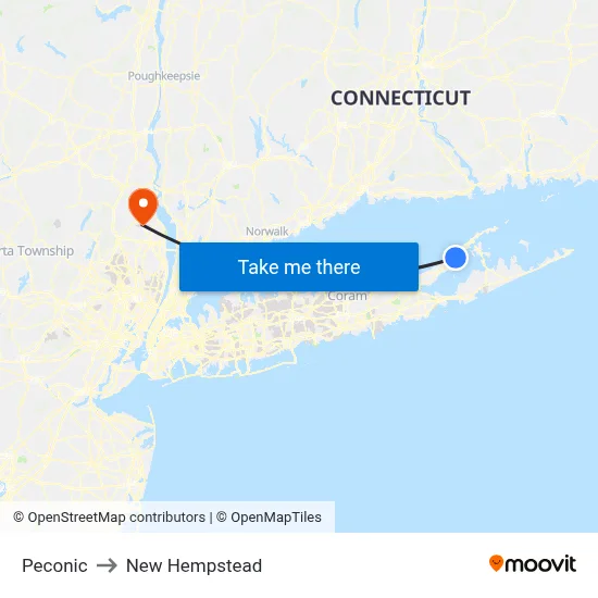 Peconic to New Hempstead map