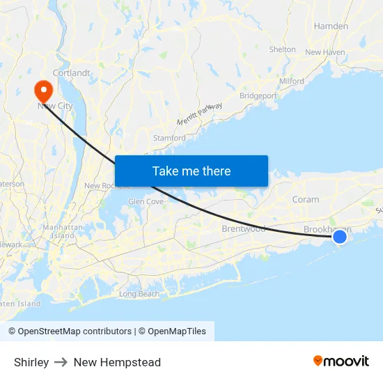 Shirley to New Hempstead map