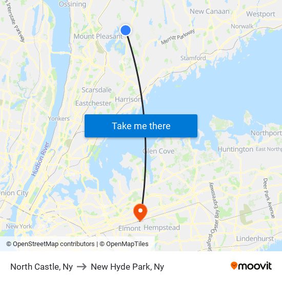 North Castle, Ny to New Hyde Park, Ny map