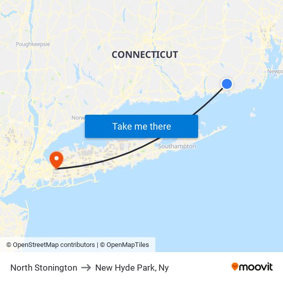 North Stonington to New Hyde Park, Ny map