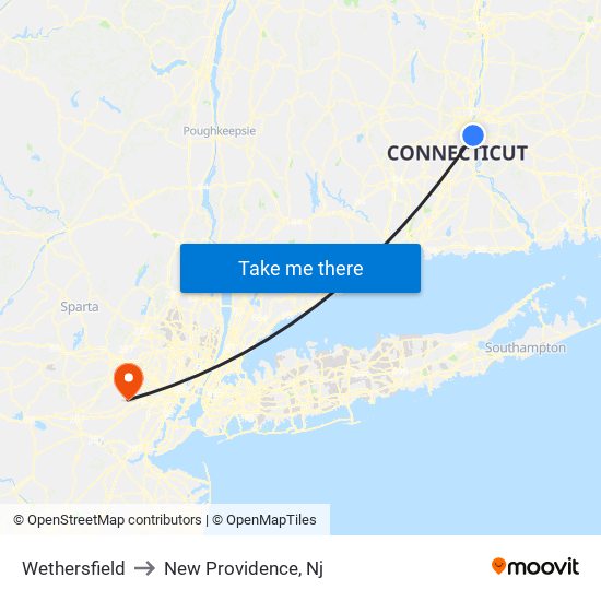 Wethersfield to New Providence, Nj map