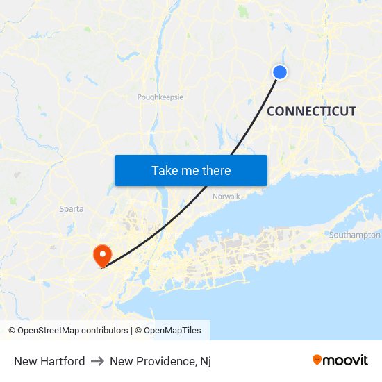 New Hartford to New Providence, Nj map