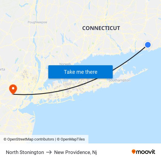 North Stonington to New Providence, Nj map