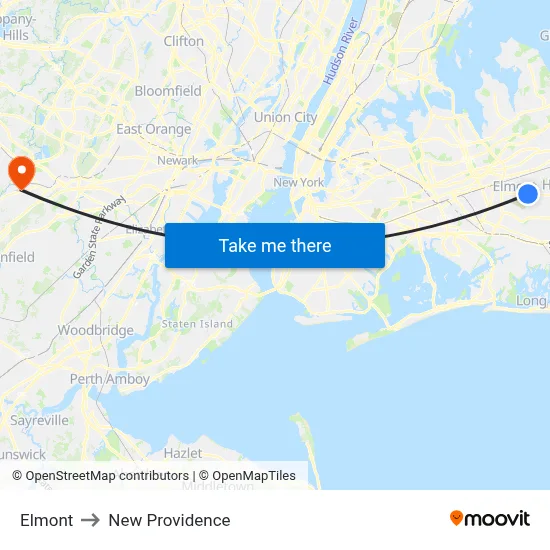 Elmont to New Providence map