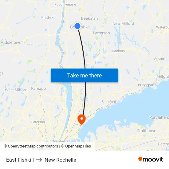 East Fishkill to New Rochelle map