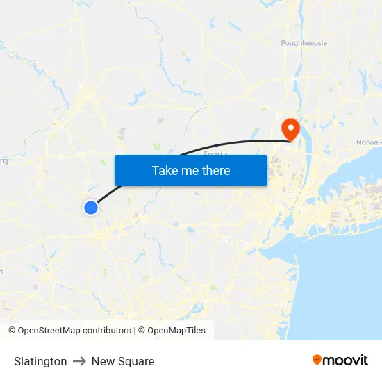 Slatington to New Square map