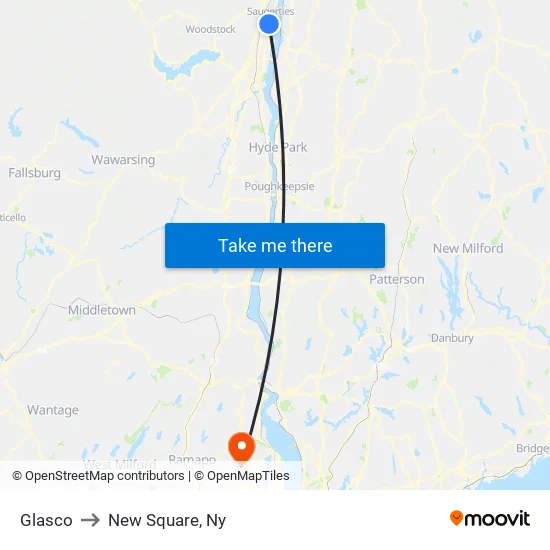 Glasco to New Square, Ny map