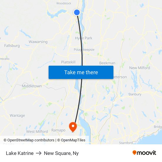 Lake Katrine to New Square, Ny map