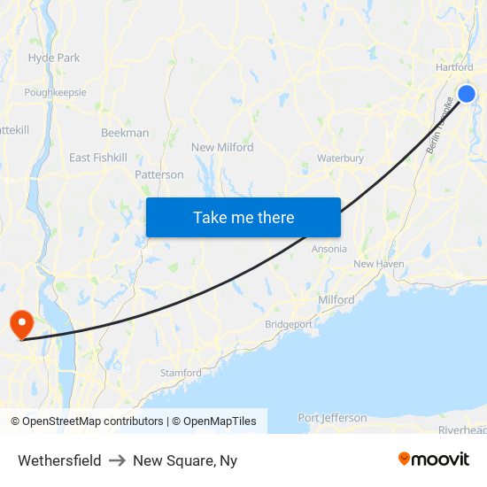 Wethersfield to New Square, Ny map