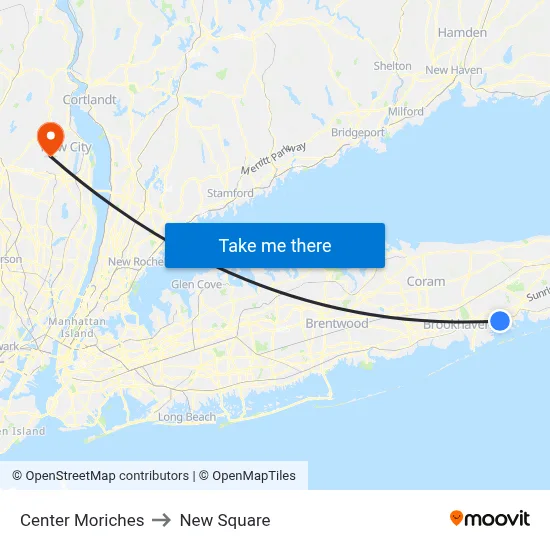 Center Moriches to New Square map