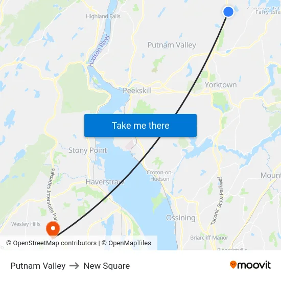 Putnam Valley to New Square map