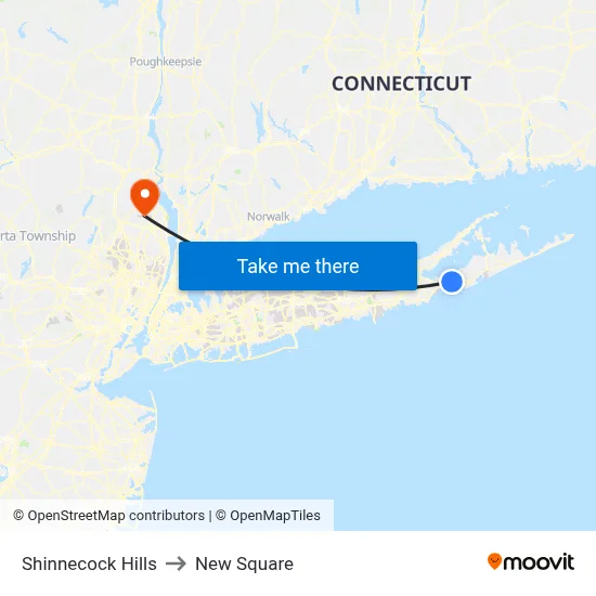 Shinnecock Hills to New Square map