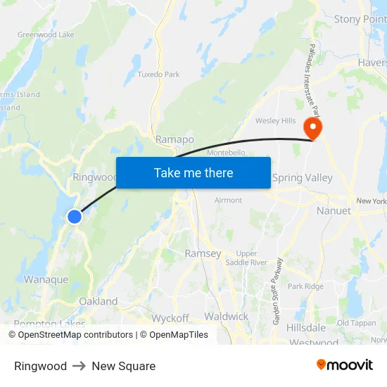 Ringwood to New Square map