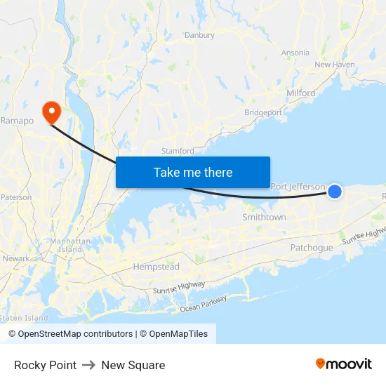 Rocky Point to New Square map