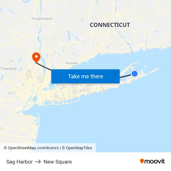 Sag Harbor to New Square map