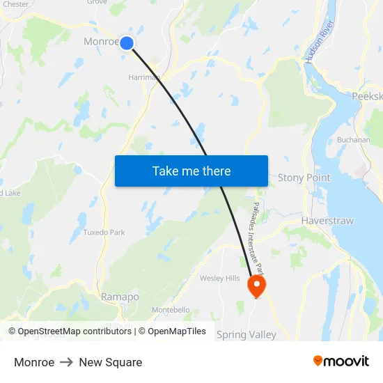 Monroe to New Square map