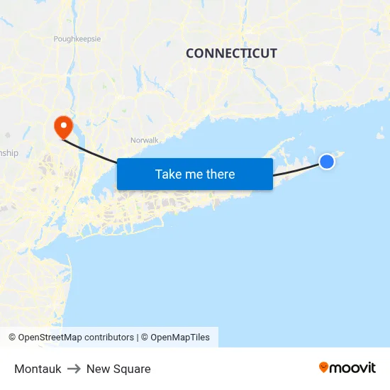 Montauk to New Square map