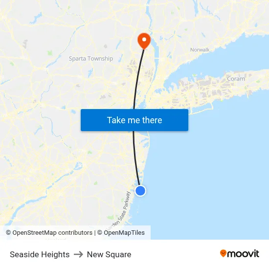 Seaside Heights to New Square map