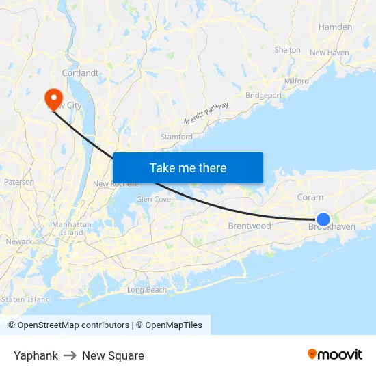 Yaphank to New Square map