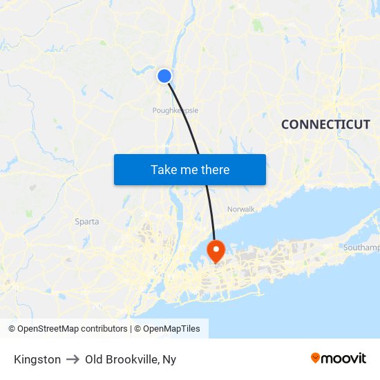 Kingston to Old Brookville, Ny map