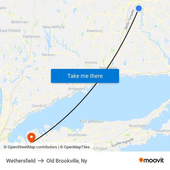 Wethersfield to Old Brookville, Ny map