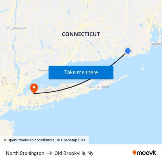 North Stonington to Old Brookville, Ny map