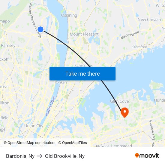 Bardonia, Ny to Old Brookville, Ny map