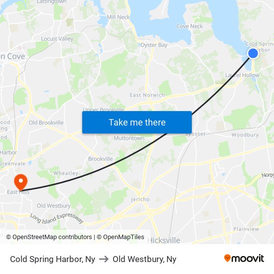 Cold Spring Harbor, Ny to Old Westbury, Ny map