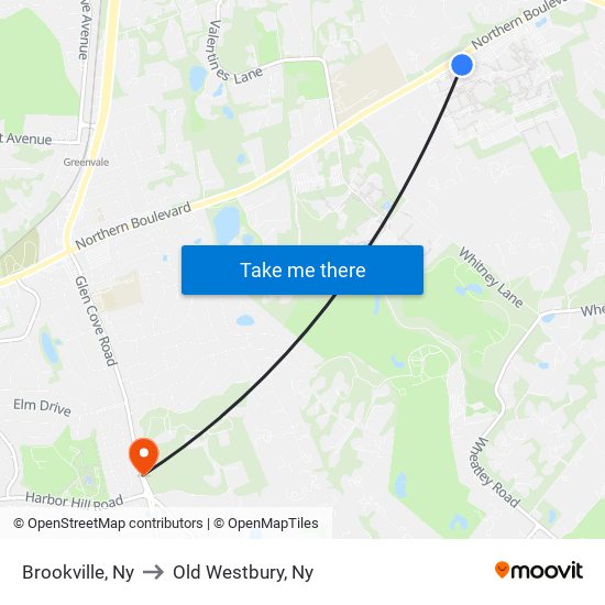 Brookville, Ny to Old Westbury, Ny map