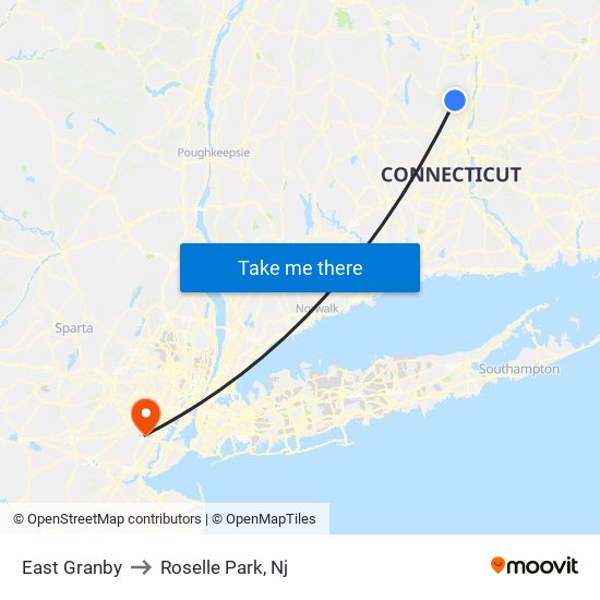 East Granby to Roselle Park, Nj map