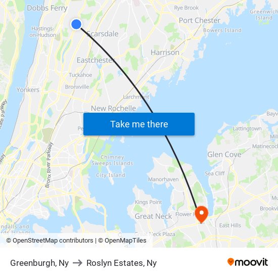 Greenburgh, Ny to Roslyn Estates, Ny map