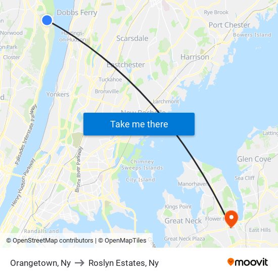 Orangetown, Ny to Roslyn Estates, Ny map