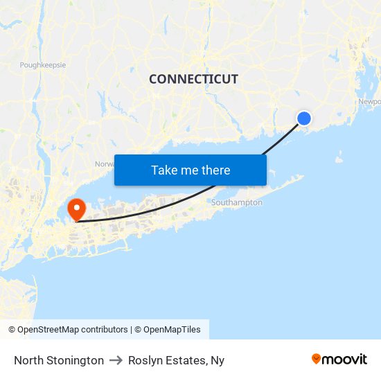 North Stonington to Roslyn Estates, Ny map