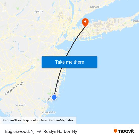 Eagleswood, Nj to Roslyn Harbor, Ny map