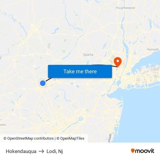 Hokendauqua to Lodi, Nj map