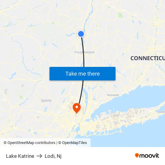 Lake Katrine to Lodi, Nj map