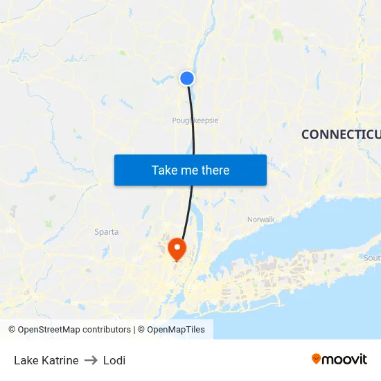 Lake Katrine to Lodi map
