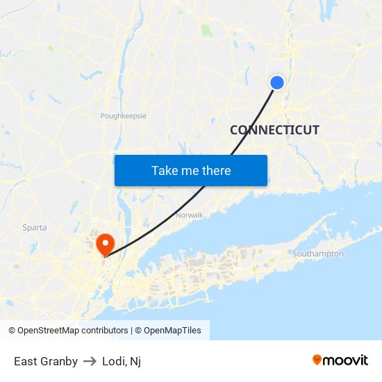 East Granby to Lodi, Nj map