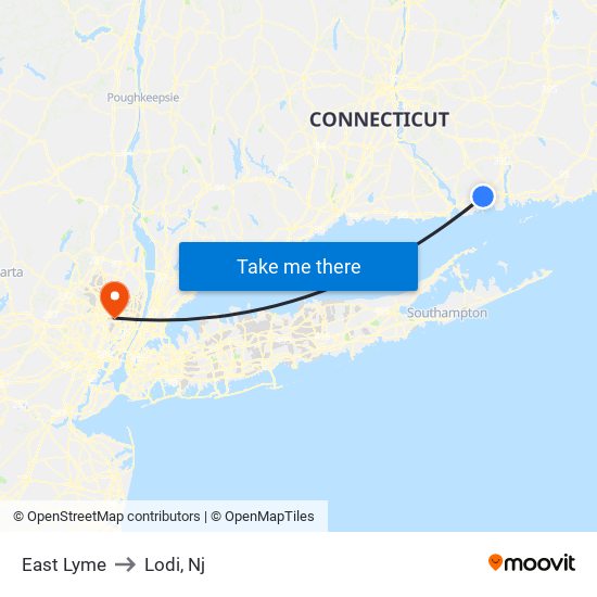 East Lyme to Lodi, Nj map