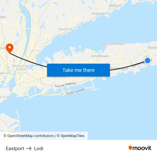 Eastport to Lodi map