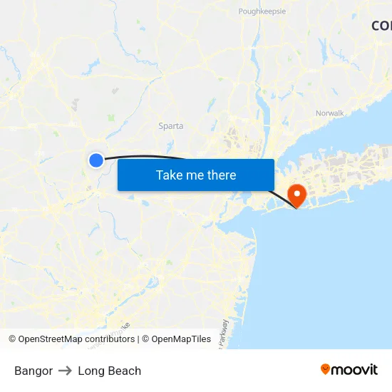 Bangor to Long Beach map