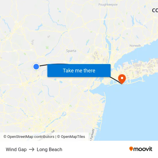 Wind Gap to Long Beach map